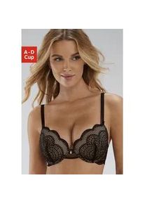 Push-up-BH Lascana "Kira" Gr. 70, Cup C, schwarz Damen BHs mit extravagantem Bänderdetail an den Trägern, Dessous