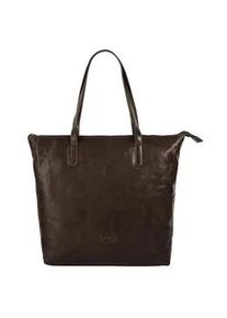 Shopper KLONDIKE 1896 Gr. B/H/T: 31cm x 33cm x 10cm onesize, braun (dunkelbraun) Damen Taschen echt Leder