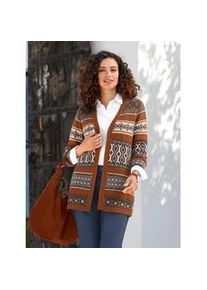 Longstrickjacke Inspirationen Gr. 48, bunt (marine, cognac, gemustert) Damen Strickjacken