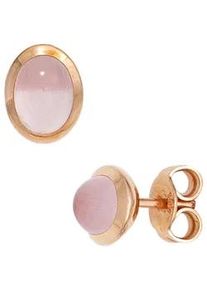 Paar Ohrstecker Jobo Ohrringe Gr. Roségold 585, rosegold (roségold 585) Damen oval 585 Roségold mit Rosenquarz