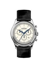 Chronograph Jacques Lemans "St. Moritz" Armbanduhren schwarz (schwarz-beige) Herren Quarzuhr, Armbanduhr, Herrenuhr, Datum, Lederarmband