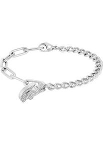 Armband Lacoste "Schmuck Edelstahl Ankerkette CROCODILE" Armbänder Gr. Edelstahl, silberfarben (edelstahlfarben, kristallweiß, kristallweiß) Damen mit Glasstein