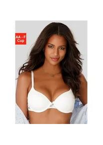 Schalen-BH Lascana Gr. 70, Cup C, beige (creme) Damen BHs mit Rücken aus blumiger, elastischer Spitze, Dessous