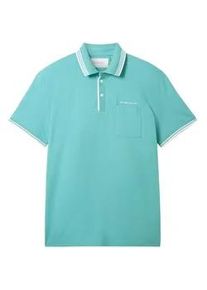 Tom Tailor Herren Poloshirt mit Brusttasche, blau, Logo Print, Gr. XL