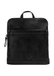 Cityrucksack Sansibar Gr. B/H/T: 24cm x 23cm x 7cm, schwarz Rucksäcke echt Leder