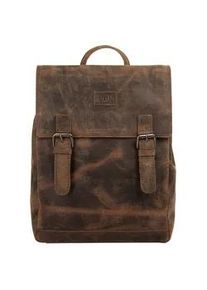 Cityrucksack BAGAN Gr. B/H/T: 27cm x 23cm x 11cm, braun Rucksäcke echt Leder