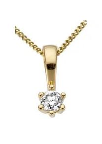 Ketten-Anhänger Firetti "Schmuck Geschenk Gold 750 Halsschmuck Anhänger Halskette Solitär" Schmuckanhänger Gr. 0,1 ct P2 = erkennbare Einschlüsse, Gelbgold 750-Diamanten, 0,35 g, goldfarben (gelbgoldfarben, gw=getöntes, weiß) Damen mit Brillant in Krappenfassung