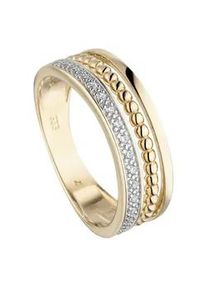 Fingerring Jobo "Ring mit 17 Zirkonia" Fingerringe Gr. 58, Gelbgold 333, goldfarben (gelbgold 333, weiß) Damen 333 Gold bicolor