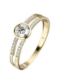 Goldring Jobo Fingerringe Gr. 58, Gelbgold 333, goldfarben (gelbgold 333) Damen 333 Gold mit Zirkonia