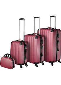 TecTake® Hartschalenkoffer-Set, 4-teilig, 3 Trolleys und Beauty-Case aus robustem ABS-Kunststoff, abteilbarer Innenraum, mit TSA-Zahlenschloss