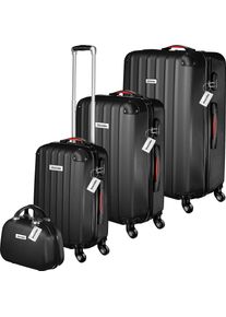 TecTake® Hartschalenkoffer-Set, 4-teilig, 3 Trolleys, 1 Beauty Case inkl. Kofferwaage und -anhänger, 360° drehbare, abnehmbare Rollen, mit Sicherheits-Zahlenschloss