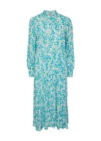 Maxikleid Y.A.S "YASALIRA LS LONG SHIRT DRESS S. NOOS" Gr. L (40), N-Gr, grün (quiet green aop:fuzzy flower) Damen Kleider Langarm mit Volant