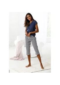 Capri-Pyjama Vivance DREAMS Gr. 36/38, bunt (dunkelblau, hellrosa, gemustert) Damen Homewear-Sets mit gemusterter Schlafhose