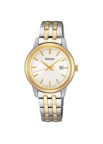 Quarzuhr Seiko "SUR410P1" Armbanduhren silberfarben (silberfarben-goldfarben) Damen Armbanduhr, Damenuhr, Datum, Edelstahlarmband