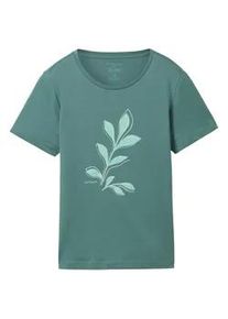 Tom Tailor Damen T-Shirt mit Print, grün, Print, Gr. M