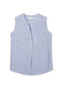 Tom Tailor Damen Gestreifte Ärmellose Bluse, blau, Streifenmuster, Gr. 36