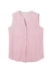Tom Tailor Damen Gestreifte Ärmellose Bluse, rosa, Streifenmuster, Gr. 36
