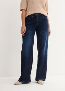 bonprix Wide-Leg-Jeans Mid Waist Bequembund, blau, Gr.38, Jeans mit hohem Tragekomfort durch Bequembund und extra weitem Bein aus Stretch-Material, 95% Baumwolle