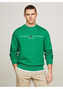 Sweatshirt Tommy Hilfiger "TOMMY LOGO SWEATSHIRT" Gr. M, grün (olympic green) Herren Sweatshirts mit Rundhalsausschnitt