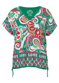 Via Appia Due Große Größen Blusenshirt im Mustermix, mit Bändern am Saum Gr. 54 grün für Damen