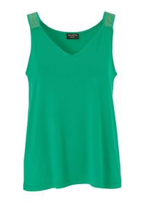Via Appia Due Große Größen Tanktop mit Glitzerdetail und V-Ausschnitt Gr. 44 grün für Damen