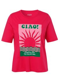 Via Appia Due Große Größen T-Shirt mit Frontdruck und Halbärmeln Gr. 44 rot für Damen