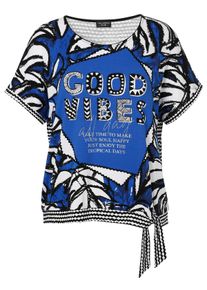 Via Appia Due Große Größen Shirt im Mustermix, mit Knotendetail am Saum Gr. 48 blau für Damen
