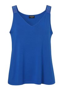 Via Appia Due Große Größen Tanktop mit Glitzerdetail und V-Ausschnitt Gr. 52 blau für Damen