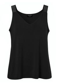 Via Appia Due Große Größen Tanktop mit Glitzerdetail und V-Ausschnitt Gr. 54 schwarz für Damen