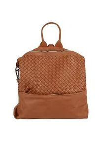 Cityrucksack Samantha Look Gr. B/H/T: 31cm x 31cm x 9cm, braun (cognac) Rucksäcke echt Leder, Made in Italy