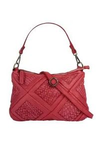 Umhängetasche Samantha Look Gr. B/H/T: 24cm x 22cm x 5cm onesize, rot Damen Taschen Handtasche echt Leder, Made in Italy