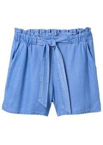 Tom Tailor DENIM Damen Paperbag Shorts mit Lyocell, blau, Uni, Gr. XL