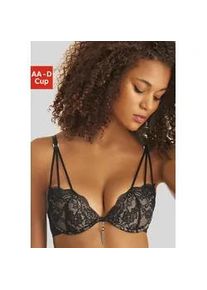 Push-up-BH Lascana Gr. 75, Cup D, schwarz Damen BHs mit extravagantem Glitzeraccessoire, sexy Dessous