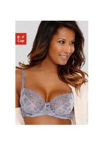 Bügel-BH Lascana Gr. 100, Cup F, grau (silbergrau) Damen BHs mit transparenter Stickerei-Spitze, Dessous