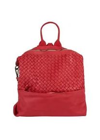 Cityrucksack Samantha Look Gr. B/H/T: 31cm x 31cm x 9cm, rot Rucksäcke echt Leder, Made in Italy