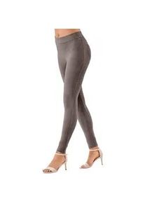 Leggings Lascana Gr. 44/46, N-Gr, grau (stone) Damen Hosen aus weichem Material in Cord-Optik, Loungewear