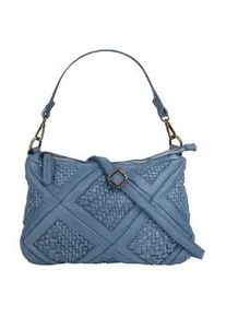 Umhängetasche Samantha Look Gr. B/H/T: 24cm x 22cm x 5cm onesize, blau Damen Taschen Handtasche echt Leder, Made in Italy