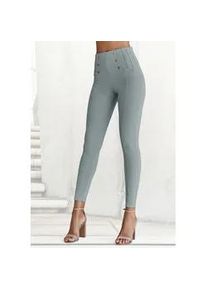 Highwaist Leggings Lascana Gr. 32/34, N-Gr, grün (hellmint) Damen Hosen mit Zierknöpfen