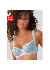 Balconnet-BH Lascana Gr. 80, Cup D, blau (hellblau) Damen BHs Balconette-BH BH Spitzen-BH Spitzenwäsche mit extravaganten Spitzenträgern, Dessous