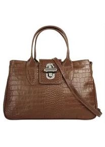 Henkeltasche CLUTY Gr. B/H/T: 35cm x 23cm x 17cm onesize, braun (cognac) Damen Taschen echt Leder, Made in Italy