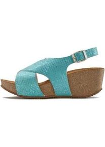 Sandalette Lascana Gr. 36, blau (türkis) Damen Schuhe Sommerschuh mit Keilabsatz und Korkfußbett