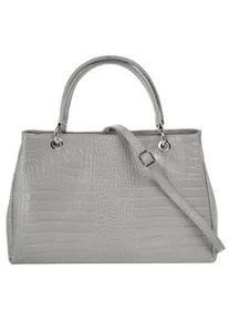 Henkeltasche CLUTY Gr. B/H/T: 34cm x 19cm x 10cm onesize, grau Damen Taschen echt Leder, Made in Italy