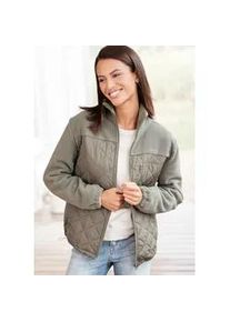 Fleecejacke Lascana Gr. 32/34, grün (khaki) Damen Jacken mit Steppung