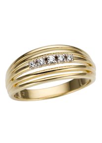 Firetti Damen Goldring "Schmuck Geschenk Gold 585, tlw. mehrreihig und rhodiniert, massiv", 18, 0,08 ct P2 = erkennbare Einschlüsse, Gelbgold