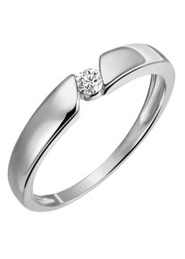 Firetti Damen Diamantring "Schmuck Geschenk Gold 375 Damenring Verlobungsring Goldring Solitär", 58, 0,08 ct SI = kleine Einschlüsse, Weißgold