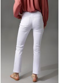 Aniston CASUAL Damen Bootcut-Jeans, weiß, modisch, Gr. 38, unifarben, Denim/Jeans, Obermaterial: 98% Baumwolle, 2% Elasthan, Jeans, in knöchelfreier