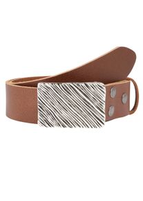 Damen Ledergürtel, braun, modisch,casual, Gr. 100, RETTUNGSRING BY SHOWROOM 019, unifarben, Leder, Gürtel, mit austauschbarer Schließe »Seegras Rund«