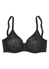 Nuance Damen T-Shirt-BH, Gr. 80, schwarz, Spitze, Obermaterial: 80% Polyamid, 20% Elasthan, klassisch, BHs, mit Bügel, mit nahtlosen Cups aus glatter