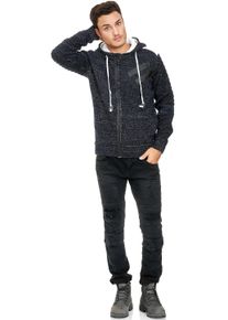 Rusty Neal Herren Strickjacke, blau, Gr. XXL, unifarben, 70% Polyacryl, 30% Baumwolle, Strickjacken, in cooler Grobstrickoptik