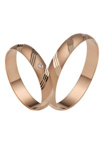 Firetti Trauring "Schmuck Geschenk Gold 375 Hochzeit Ehering "LIEBE"", 52, 0,01 ct SI = kleine Einschlüsse mit Brillant, Roségold 375, 4,0mm, rosa,